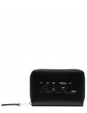Кожаное портмоне KARL LAGERFELD 211W3217 с тисненным логотипом черное