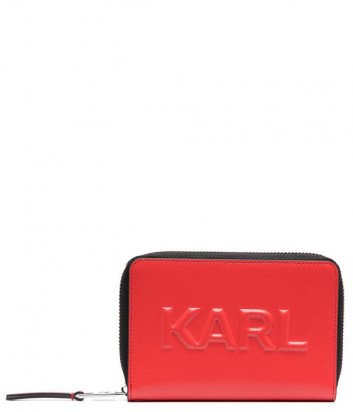 Кожаное портмоне KARL LAGERFELD 211W3217 с тисненным логотипом коралловое