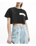 Короткая футболка-топ CALVIN KLEIN Jeans J20J217124 черная с логотипом