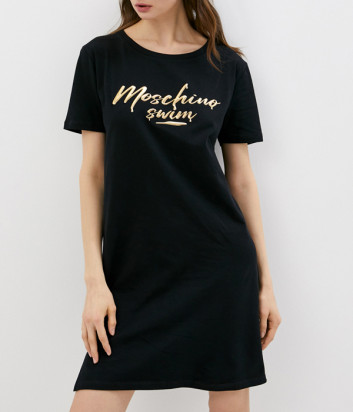 Платье MOSCHINO A1909 2125 черное с золотым логотипом