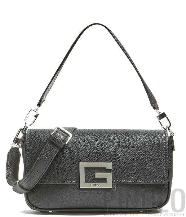 Женская сумка GUESS Brightside HWVY7580190 черная с серебристой фурнитурой