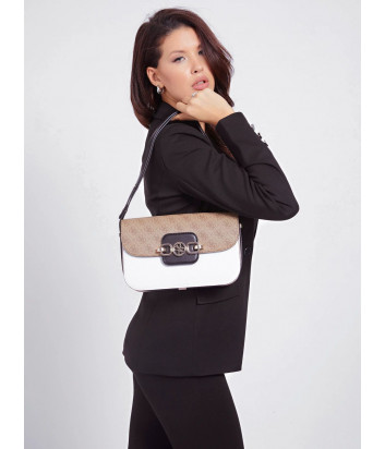 Женская сумка GUESS Hensely HWSG8113210 коричнево-белая с принтом