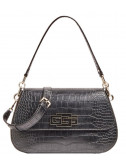 Женская сумка GUESS Triple G HWTG7748190 с тиснением под крокодила черная