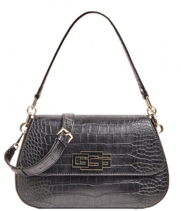 Женская сумка GUESS Triple G HWTG7748190 с тиснением под крокодила черная