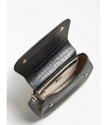 Женская сумка GUESS Triple G HWTG7748190 с тиснением под крокодила черная