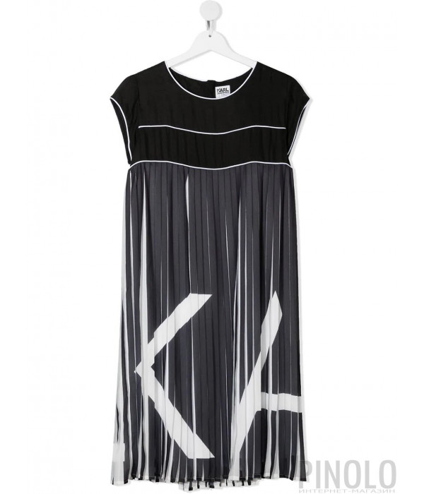 Платье-плиссе KARL LAGERFELD Kids Z12185 черное с принтом