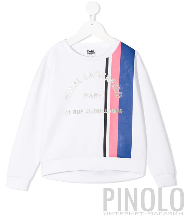 Свитшот KARL LAGERFELD Kids Z15310 белый с цветными полосками