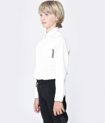 Белая рубашка KARL LAGERFELD Kids Z25287 с надписями на спине