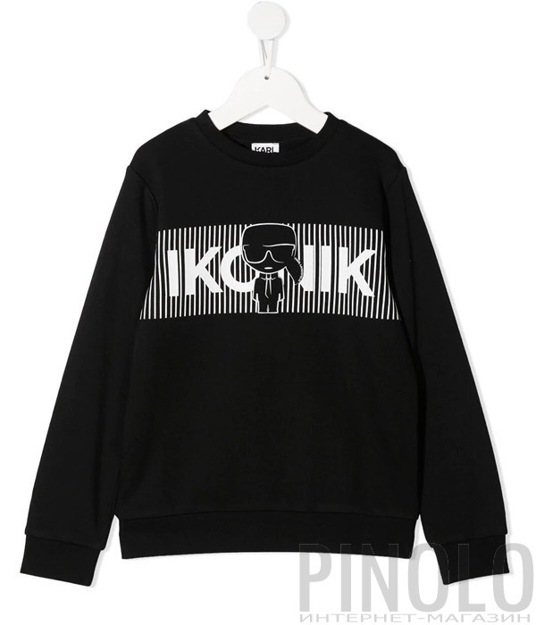 Свитшот KARL LAGERFELD Kids Ikonik Z25290 черный с принтом