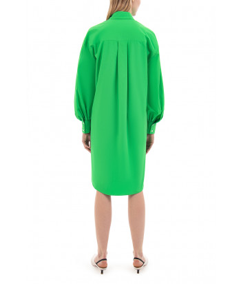 Платье-рубашка MSGM 3041MDA02 с оборками зеленое