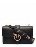 Кожаная сумка PINKO Love Classic Icon Simply 1P22A8 с декором на ремне черная