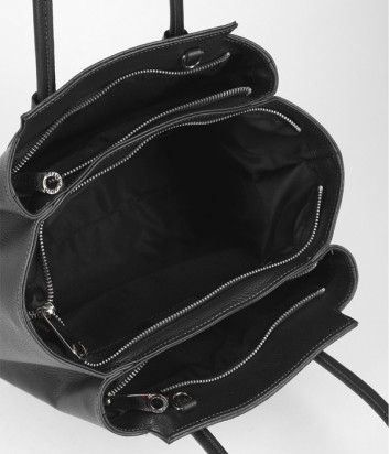 Кожаная сумка DI GREGORIO 8671 на три отделения черная