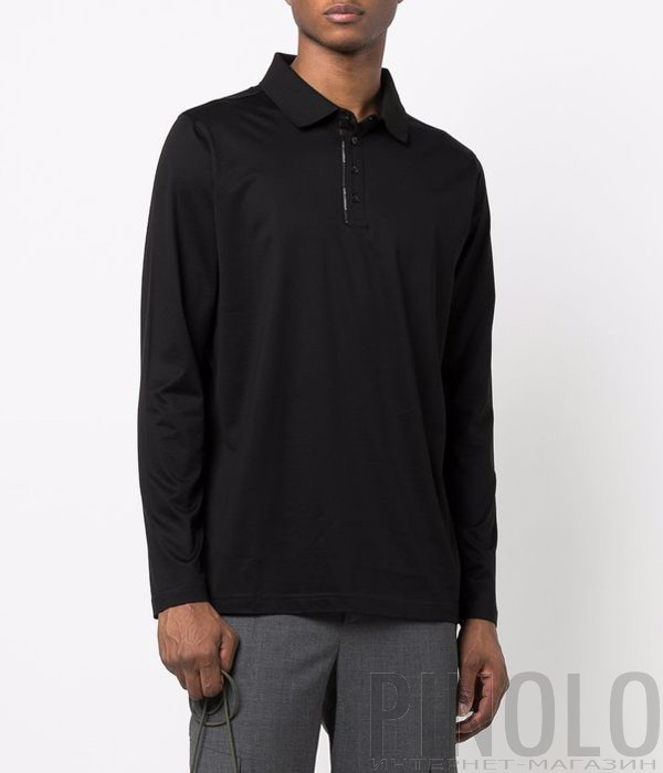 Мужское поло KARL LAGERFELD 745002 512200 с длинным рукавом черное