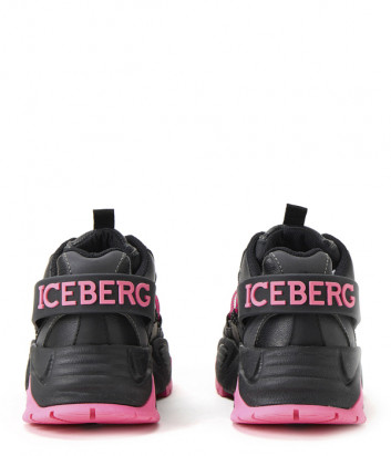 Кожаные кроссовки ICEBERG 21I12P1882068 черные с розовыми вставками
