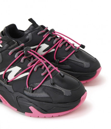 Кожаные кроссовки ICEBERG 21I12P1882068 черные с розовыми вставками