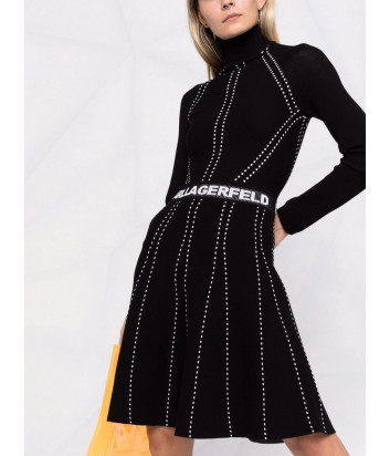 Платье KARL LAGERFELD 216W2031 с декоративной строчкой черное
