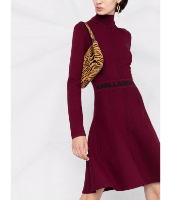 Платье KARL LAGERFELD 216W2031 с декоративной строчкой бордовое