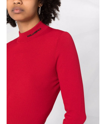 Джемпер-гольф KARL LAGERFELD 216W2010 с вышитым логотипом красный