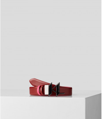 Кожаный ремень KARL LAGERFELD 216W3150 двухсторонний розово-бордовый