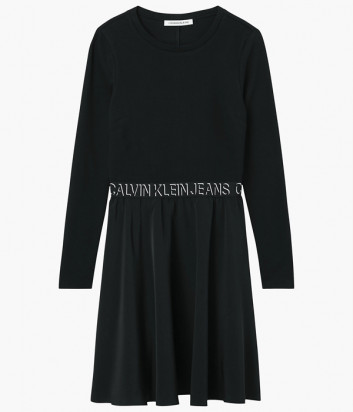 Расклешенное платье CALVIN KLEIN Jeans J20J216717 с логотипом на поясе черное