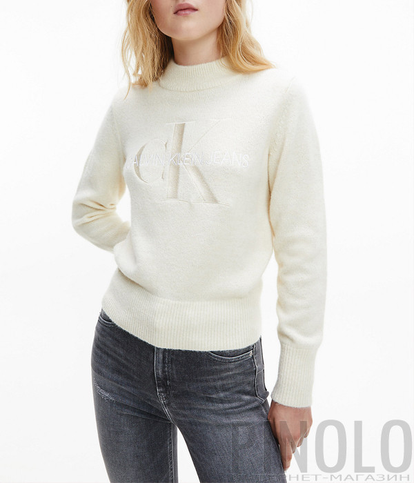 Джемпер CALVIN KLEIN Jeans J20J216605 с вышитым логотипом молочный