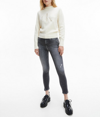 Джемпер CALVIN KLEIN Jeans J20J216605 с вышитым логотипом молочный