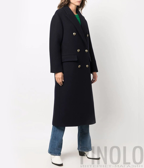 Двубортное шерстяное пальто P.A.R.O.S.H. LAYE D430281 синее Двубортное шерстяное пальто P.A.R.O.S.H. LAYE D430281 синее