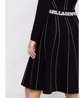 Трикотажное платье KARL LAGERFELD 216W2031 черное с декоративной строчкой