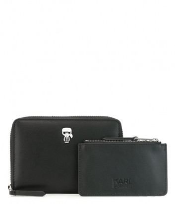 Кожаное портмоне на молнии KARL LAGERFELD Ikonik 201W3215 черное