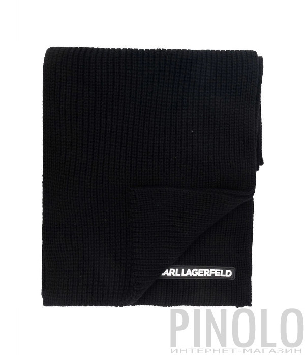 Шерстяной шарф KARL LAGERFELD 216W3319 черный с логотипом