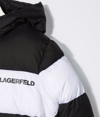 Пуховик KARL LAGERFELD Kids Z26084 с логотипом черно-белый
