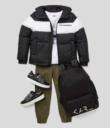 Пуховик KARL LAGERFELD Kids Z26084 с логотипом черно-белый