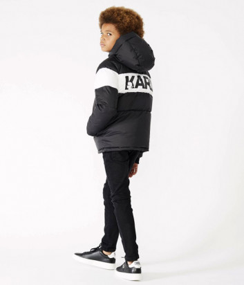 Пуховик KARL LAGERFELD Kids Z26084 с логотипом черно-белый