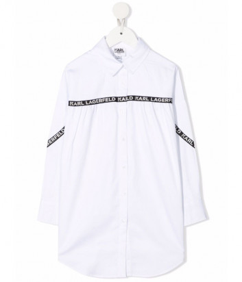 Платье-рубашка KARL LAGERFELD Kids Z12197 белое с брендированной тесьмой