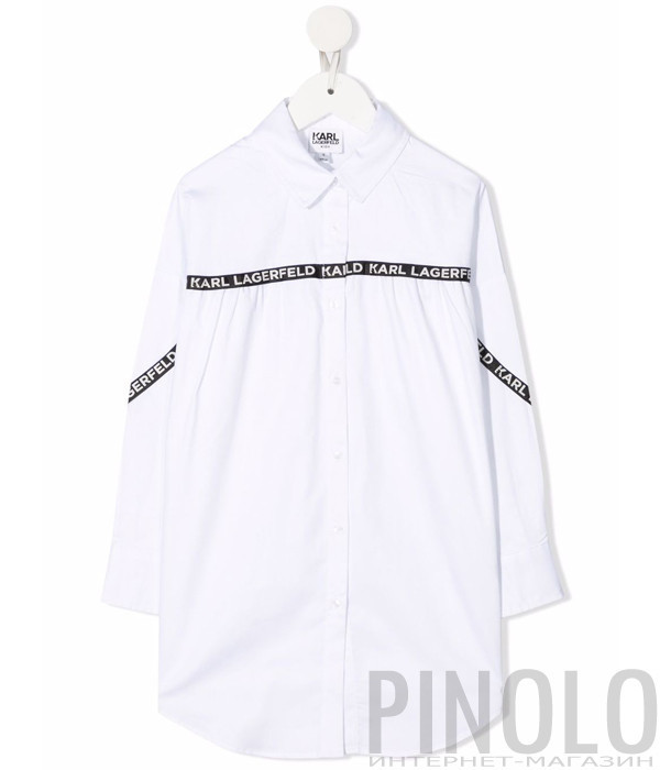 Платье-рубашка KARL LAGERFELD Kids Z12197 белое с брендированной тесьмой