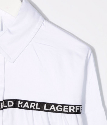 Платье-рубашка KARL LAGERFELD Kids Z12197 белое с брендированной тесьмой