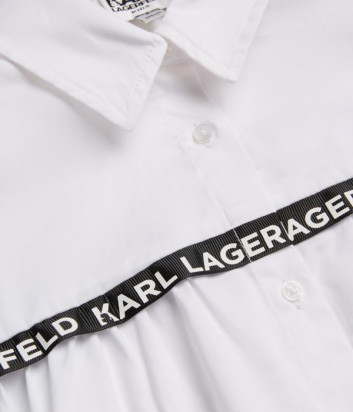 Платье-рубашка KARL LAGERFELD Kids Z12197 белое с брендированной тесьмой