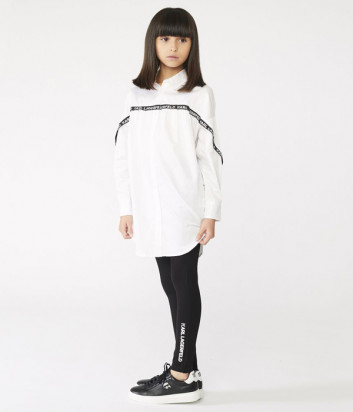 Платье-рубашка KARL LAGERFELD Kids Z12197 белое с брендированной тесьмой