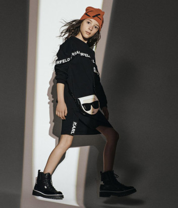 Платье-толстовка KARL LAGERFELD Kids Z12187 черное с логотипом