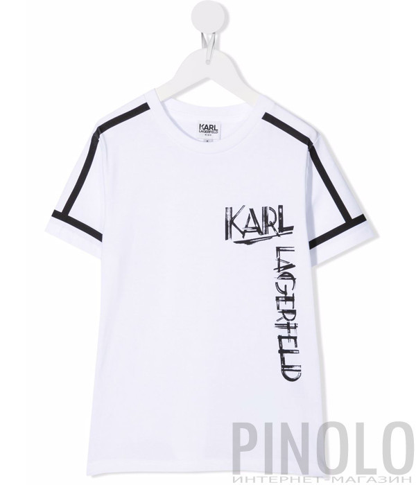 Футболка из органического хлопка KARL LAGERFELD Kids Z25300 белая с логотипом