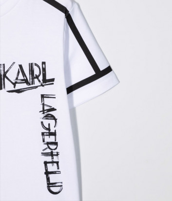 Футболка из органического хлопка KARL LAGERFELD Kids Z25300 белая с логотипом