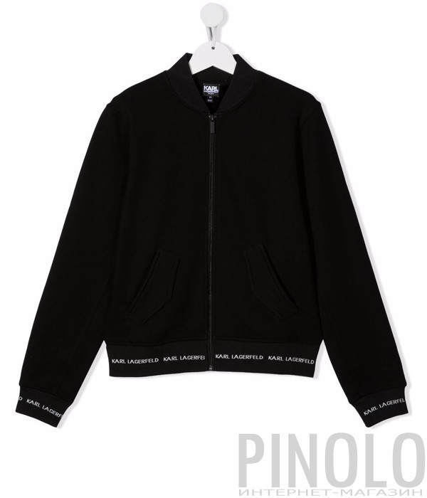 Бомбер KARL LAGERFELD Kids Z25328 черный с принтом на спине