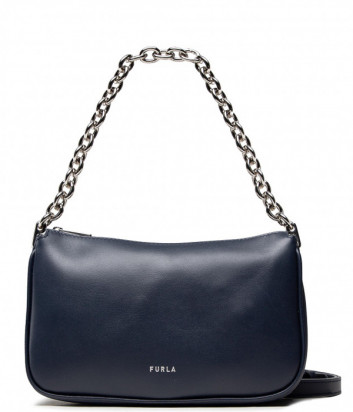 Кожаная сумка через плечо FURLA Moon S WB00356 с ручкой-цепочкой синяя