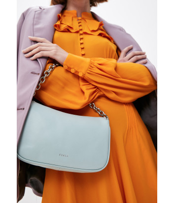 Кожаная сумка через плечо FURLA Moon S WB00356 с ручкой-цепочкой мятная