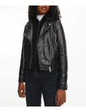 Кожаная куртка-косуха CALVIN KLEIN Jeans J20J216679 на молнии черная