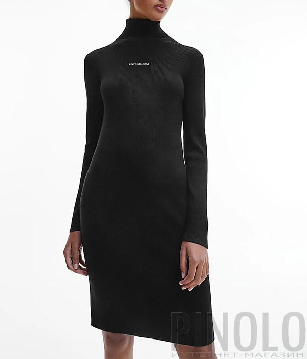 Трикотажное платье CALVIN KLEIN Jeans J20J216752 черное Трикотажное платье CALVIN KLEIN Jeans J20J216752 черное