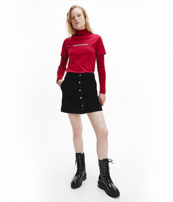 Вельветовая мини-юбка CALVIN KLEIN Jeans J20J217349 на пуговицах черная