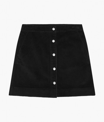 Вельветовая мини-юбка CALVIN KLEIN Jeans J20J217349 на пуговицах черная