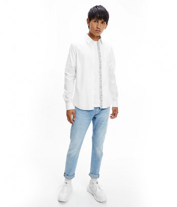 Белая рубашка CALVIN KLEIN Jeans J30J318620 с брендированной тесьмой