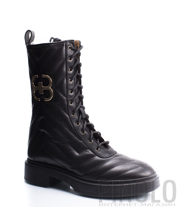 Ботинки на шнуровке ANGELO BERVICATO B4496 в стеганной коже черные